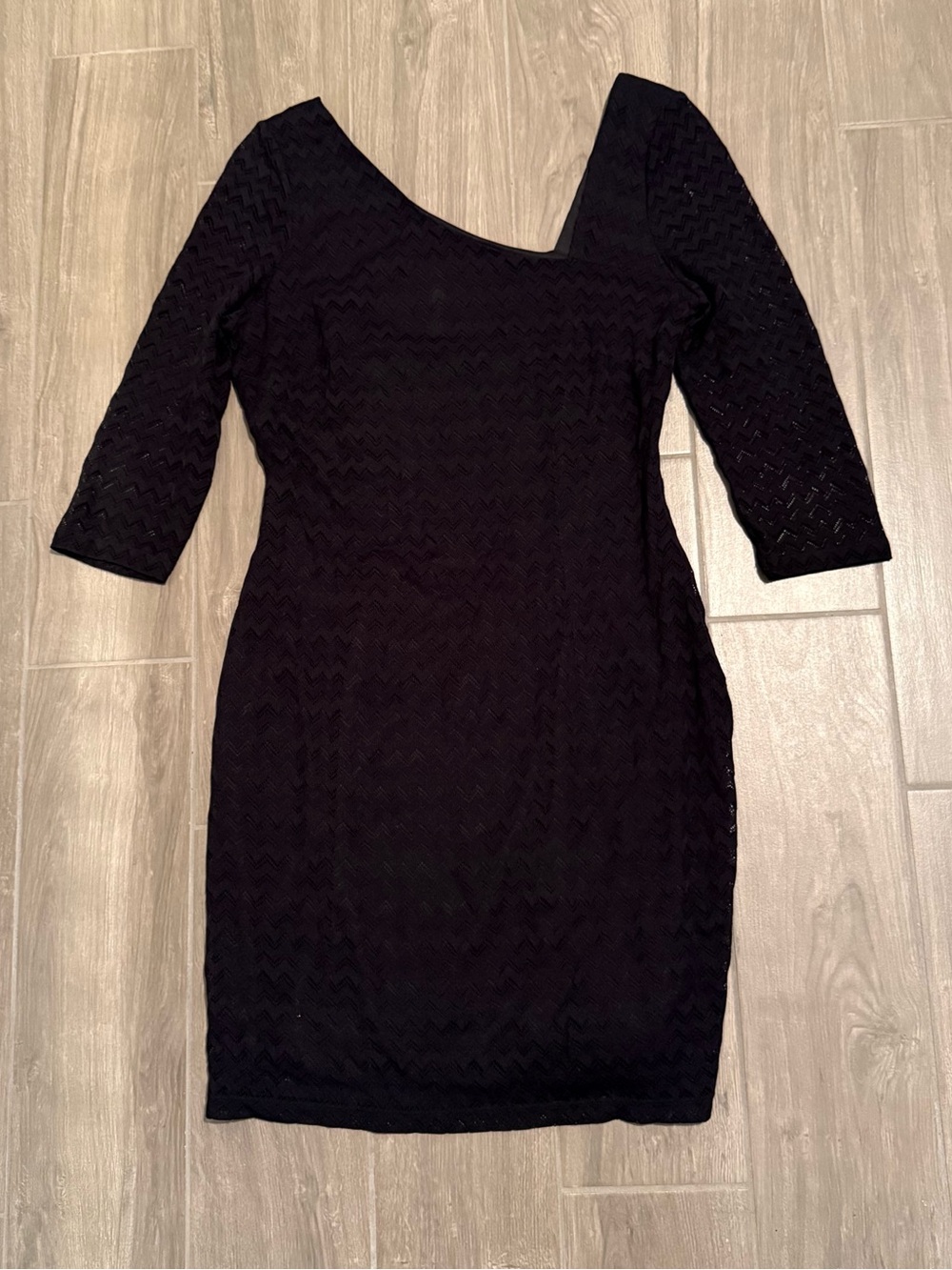 Guess Black Lace Midi Dress with Three-Quarter Sleeves Bodycon Party